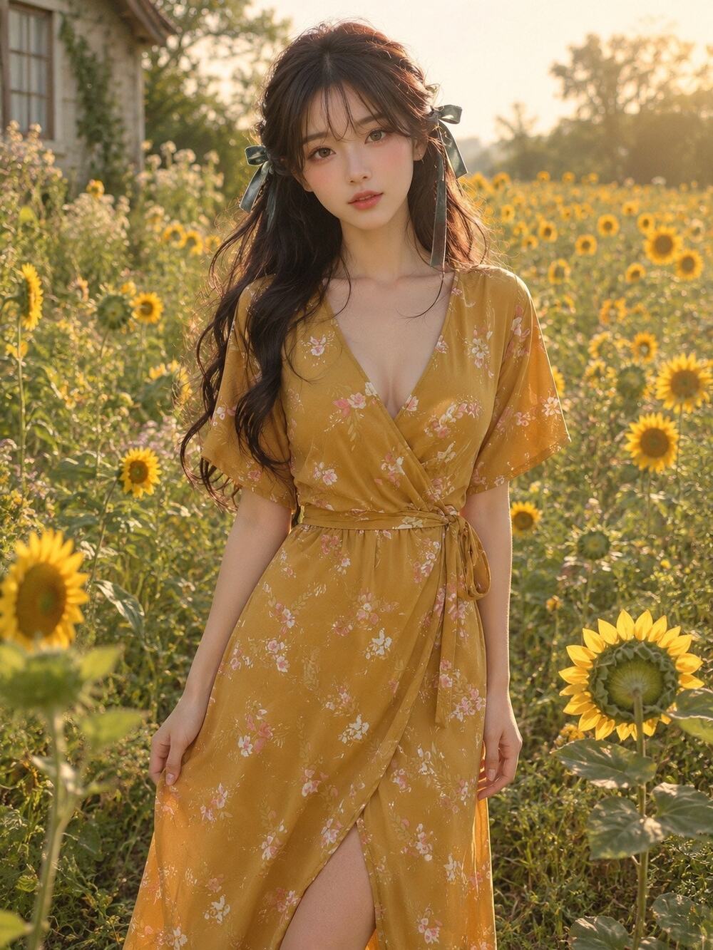 New Golden Hour Garden floral flowy flirty flutter slv wrap maxi dress